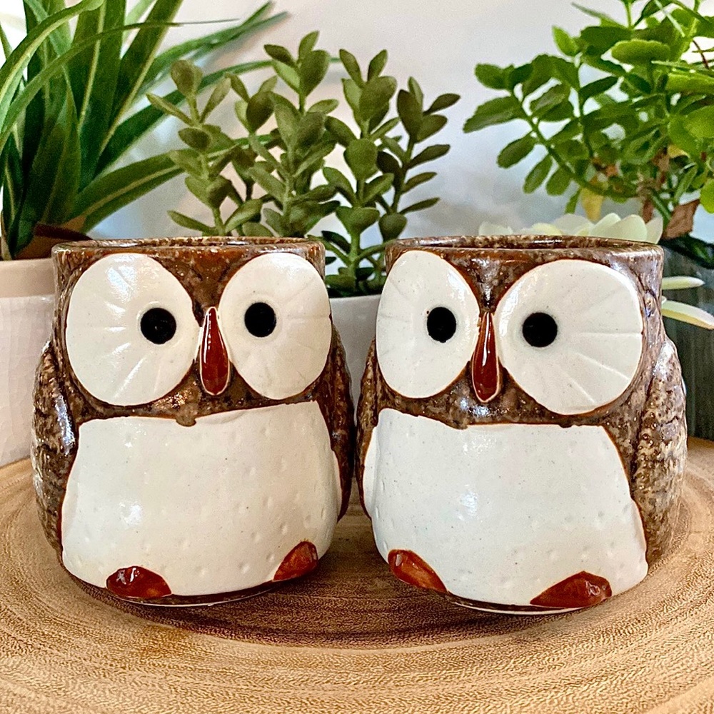 Kotobuki Japanese Ceramic Owl Mug Brown